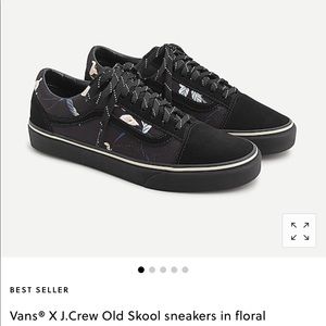 Vans x J.Crew Old Skool Black Floral - Sz 8.5 NIB